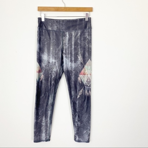 EVOLUTION AND CREATION Active Grey Tie Dye Tribal Dream Catcher Leggings yoga m - Picture 2 of 10